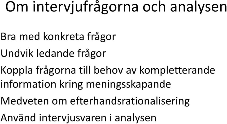 kompletterande information kring meningsskapande