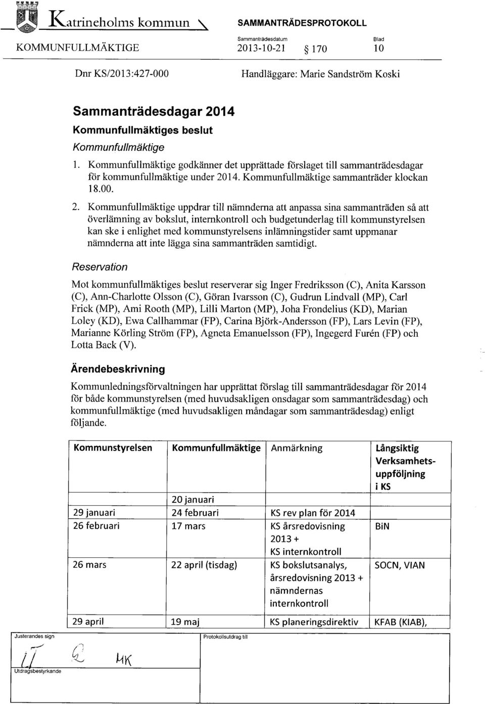 14. Kommunfullmäktige sammanträder klockan 18.00. 2.