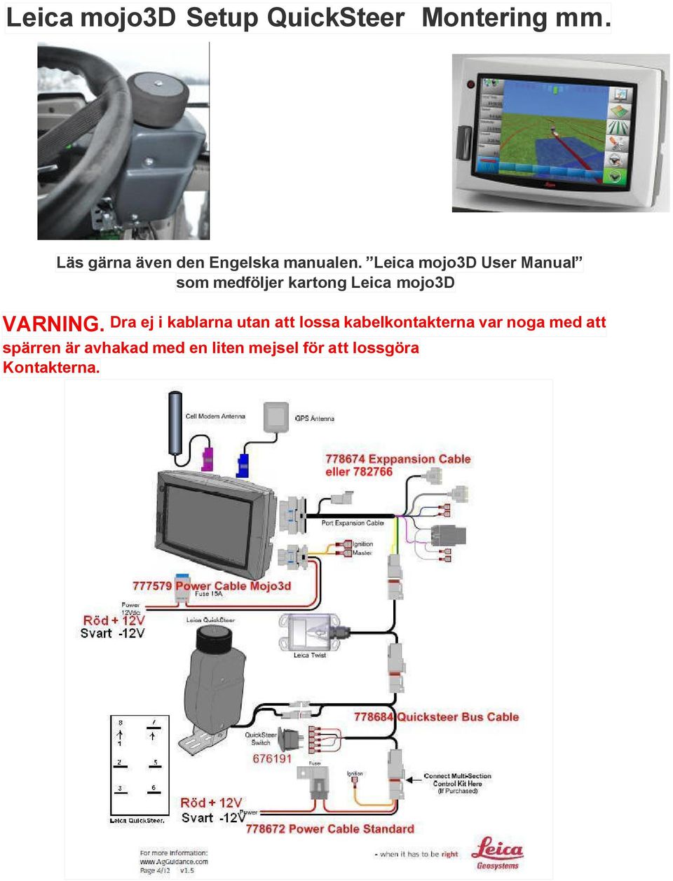 Leica mojo3d User Manual som medföljer kartong Leica mojo3d Dra ej i