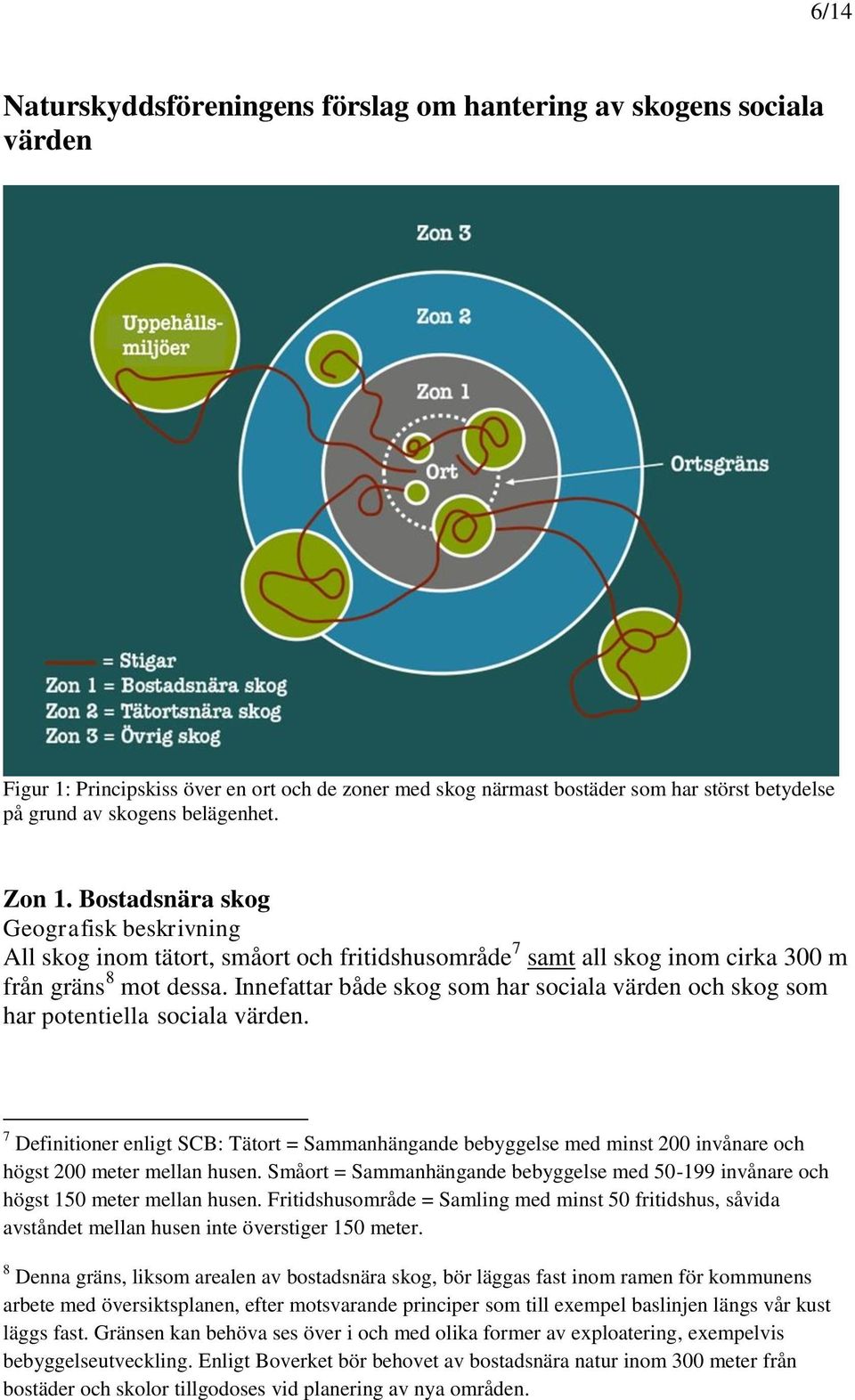 Innefattar både skog som har sociala värden och skog som har potentiella sociala värden.