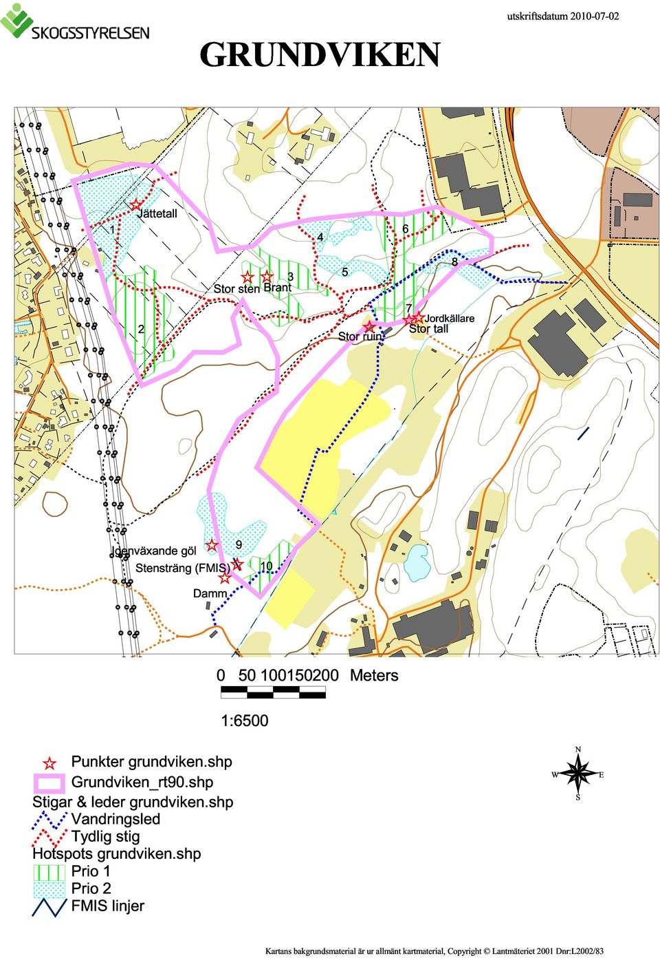 shp Grundviken_rt90.shp Stigar & leder grundviken.shp Vandringsled Tydlig stig Hotspots grundviken.