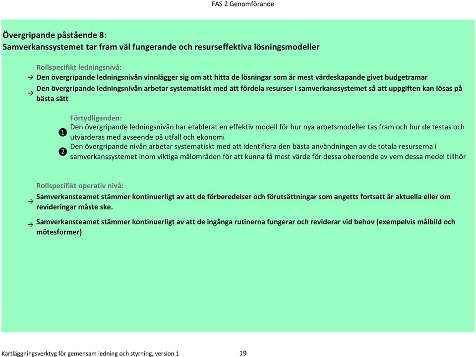 ledningsnivån har etablerat en effektiv modell för hur nya arbetsmodeller tas fram och hur de testas och utvärderas med avseende på utfall och ekonomi Den övergripande nivån arbetar systematiskt med
