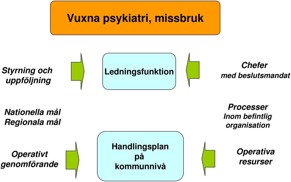 Regionala mål Processer Inom befintlig organisation