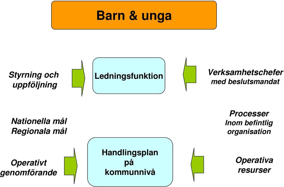 Regionala mål Processer Inom befintlig organisation