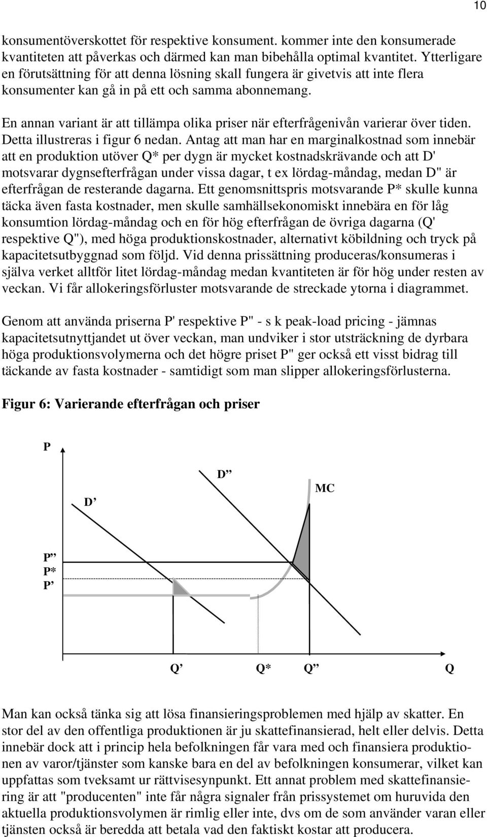 En annan variant är att tillämpa olika priser när efterfrågenivån varierar över tiden. Detta illustreras i figur 6 nedan.