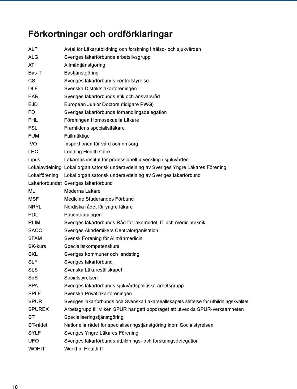 förhandlingsdelegation FHL Föreningen Homosexuella Läkare FSL Framtidens specialistläkare FUM Fullmäktige IVO Inspektionen för vård och omsorg LHC Leading Health Care Lipus Läkarnas institut för