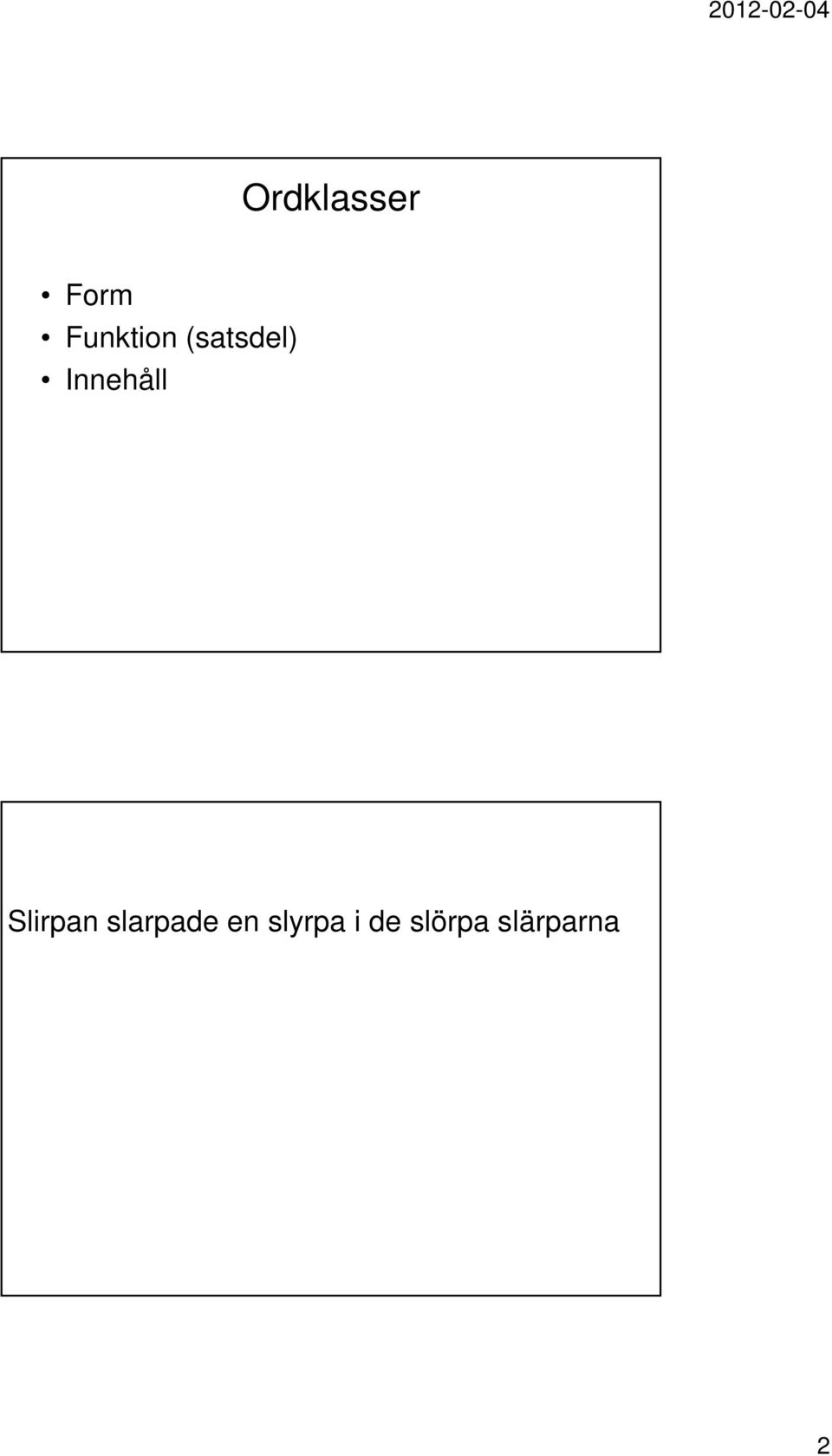 Innehåll Slirpan