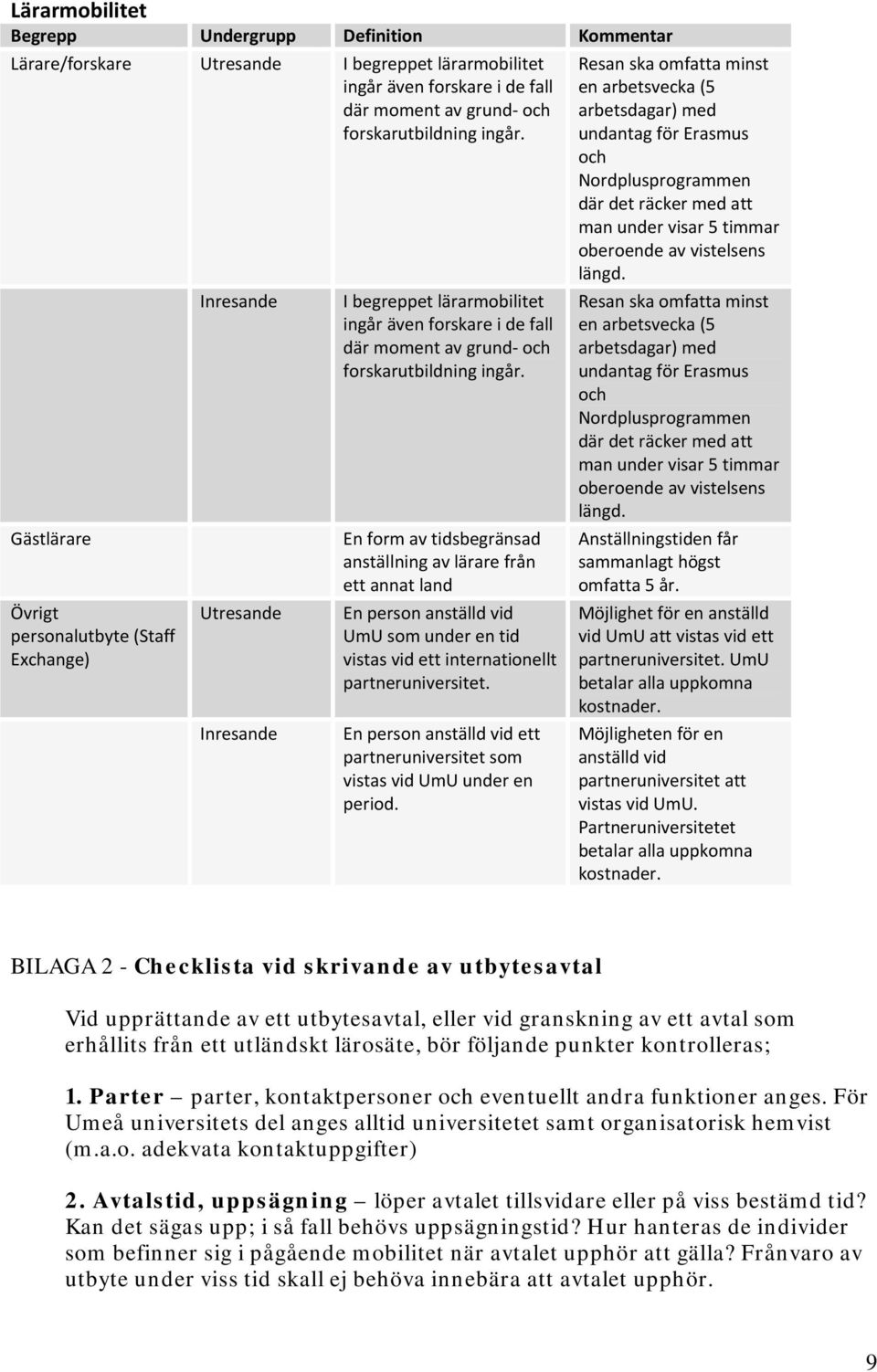 En form av tidsbegränsad anställning av lärare från ett annat land En person anställd vid UmU som under en tid vistas vid ett internationellt partneruniversitet.