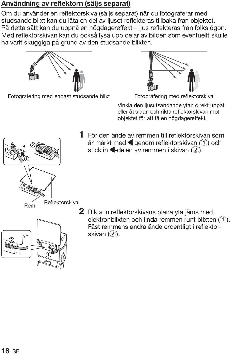 Med reflektorskivan kan du också lysa upp delar av bilden som eventuellt skulle ha varit skuggiga på grund av den studsande blixten.