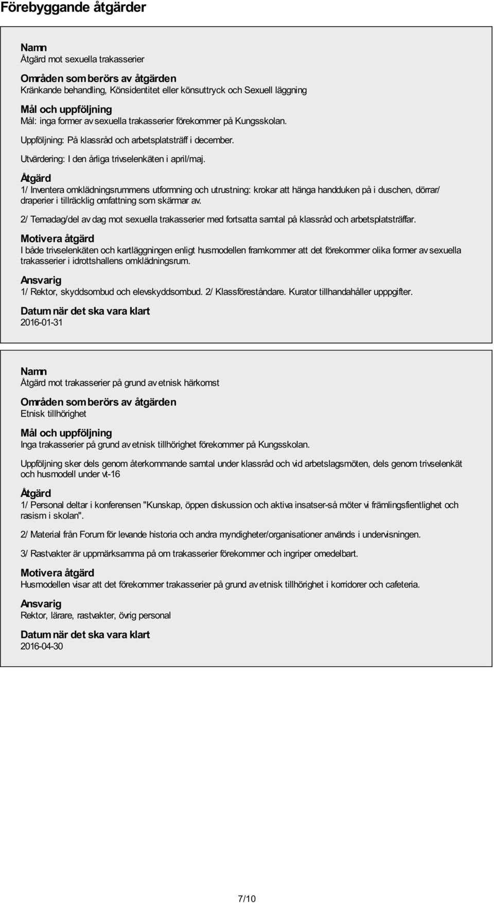 Åtgärd 1/ Inventera omklädningsrummens utformning och utrustning: krokar att hänga handduken på i duschen, dörrar/ draperier i tillräcklig omfattning som skärmar av.