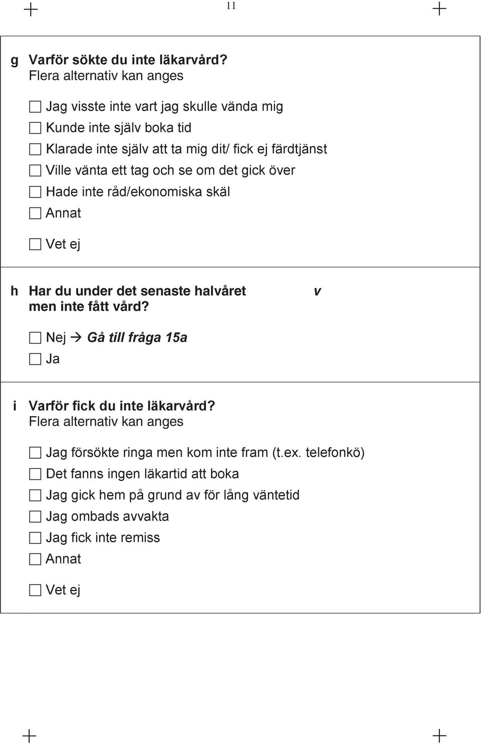 Ville vänta ett tag och se om det gick över Hade inte råd/ekonomiska skäl Annat h Har du under det senaste halvåret sökt läkarvård men inte fått vård?