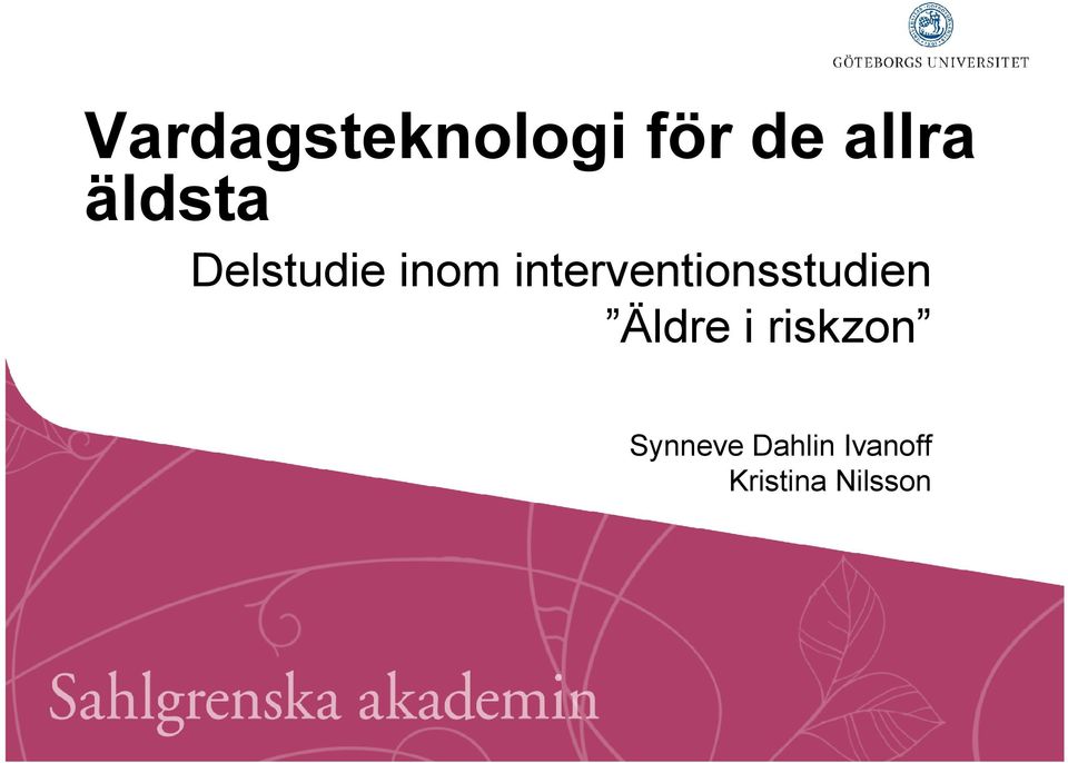 interventionsstudien Äldre i