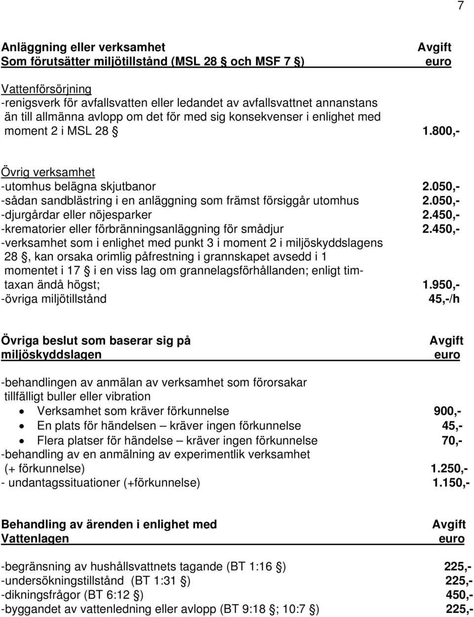 050,- -djurgårdar eller nöjesparker 2.450,- -krematorier eller förbränningsanläggning för smådjur 2.