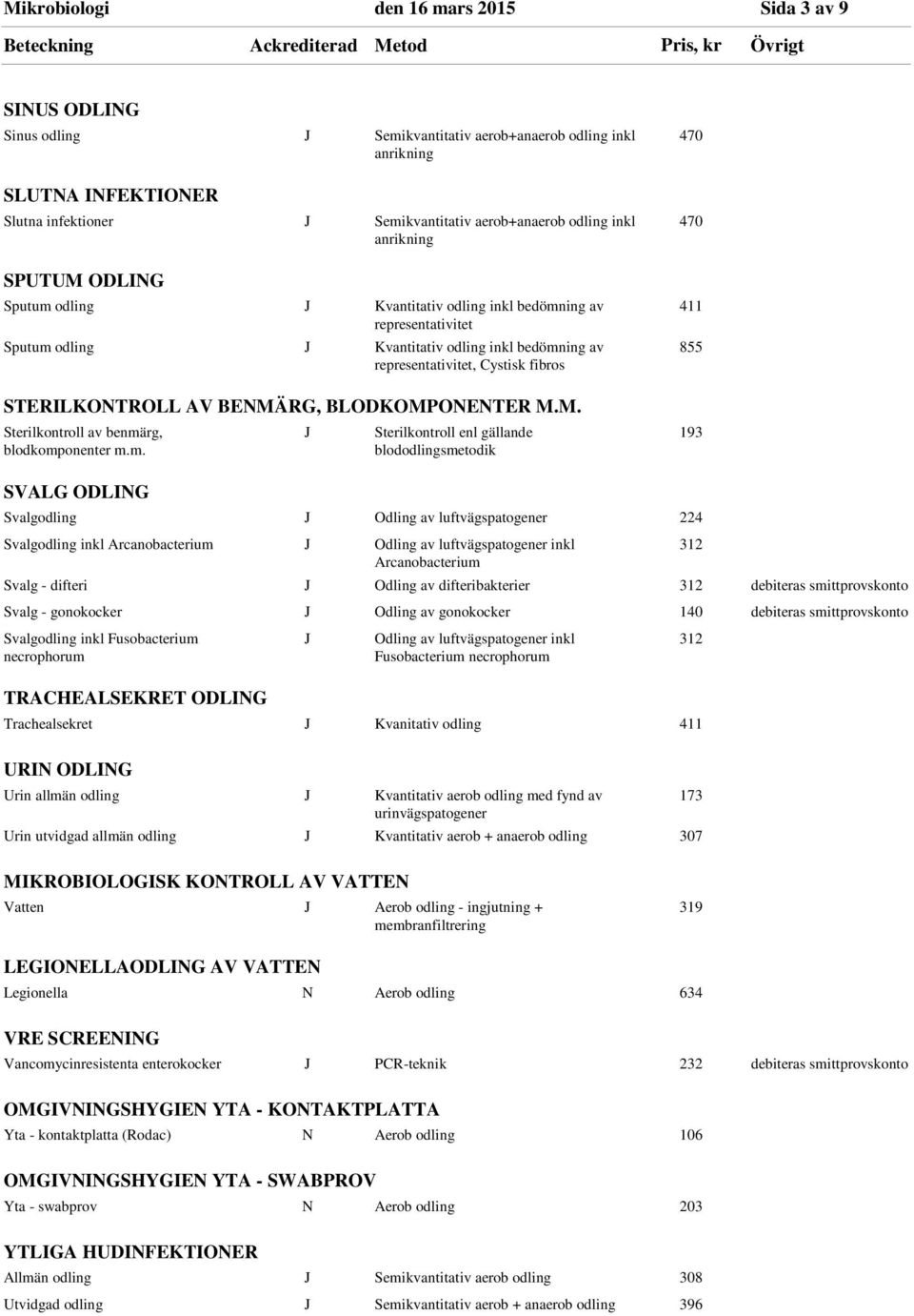 RG, BLODKOMPONENTER M.M. Sterilkontroll av benmä