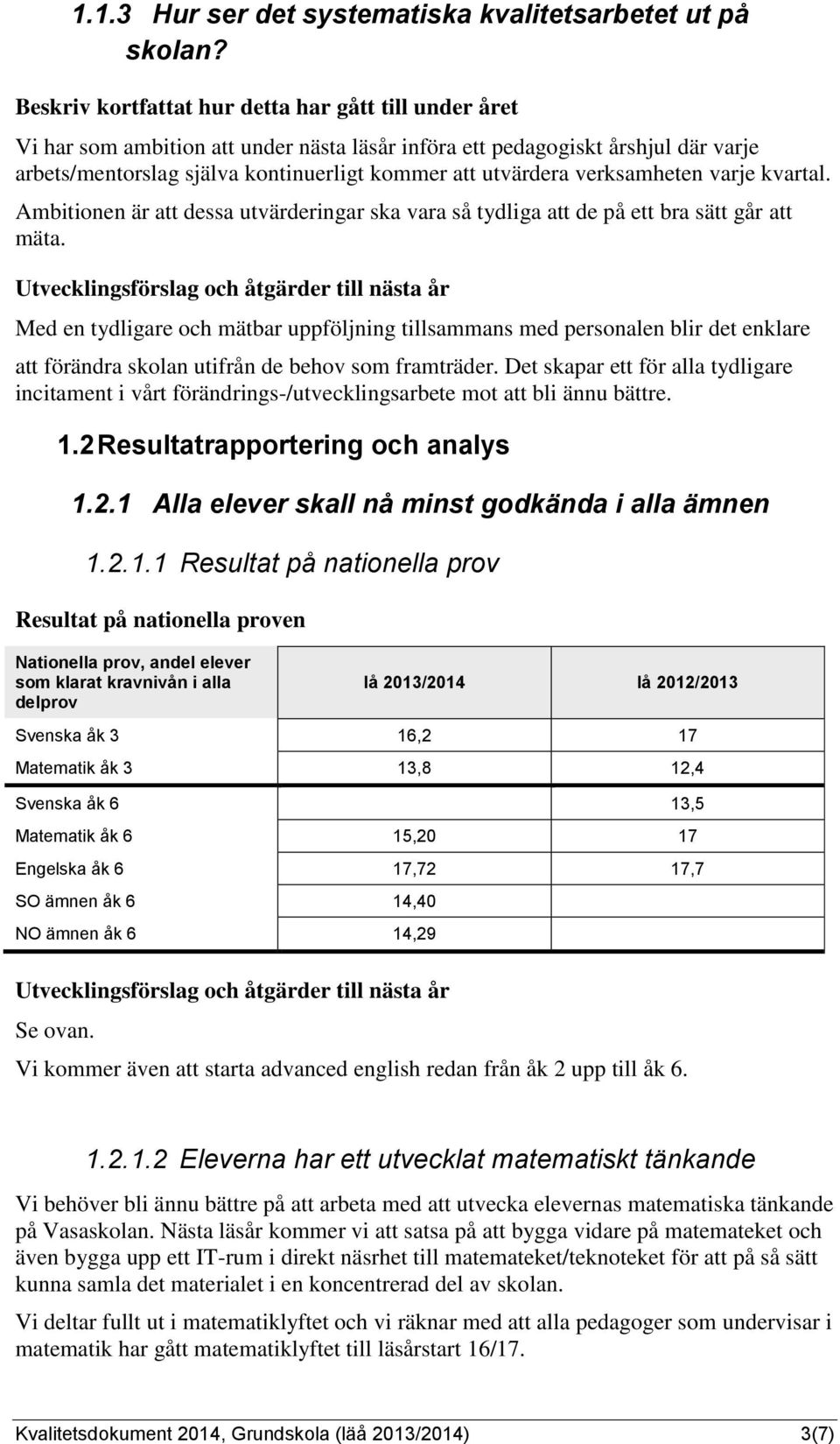 verksamheten varje kvartal. Ambitionen är att dessa utvärderingar ska vara så tydliga att de på ett bra sätt går att mäta.