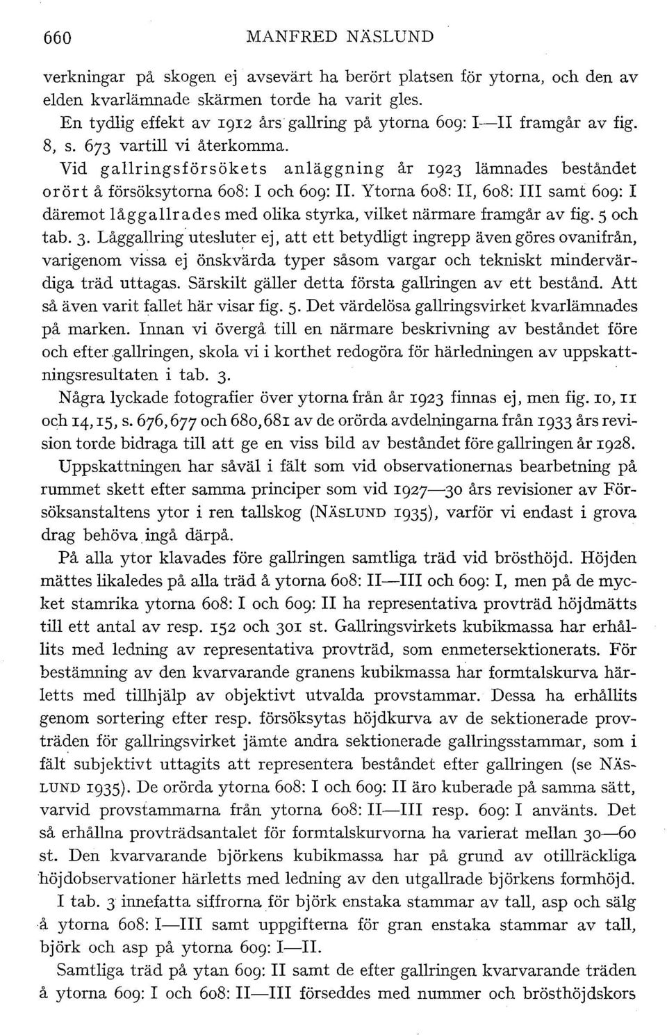 Vid garingsförsökets anäggning år 1923 ämnades beståndet orört å försöksytorna 6o8: I och 609: IL Ytorna 6o8: II, 6o8: III samt 609: I däremot åggarades med oika styrka, viket närmare framgår av fig.