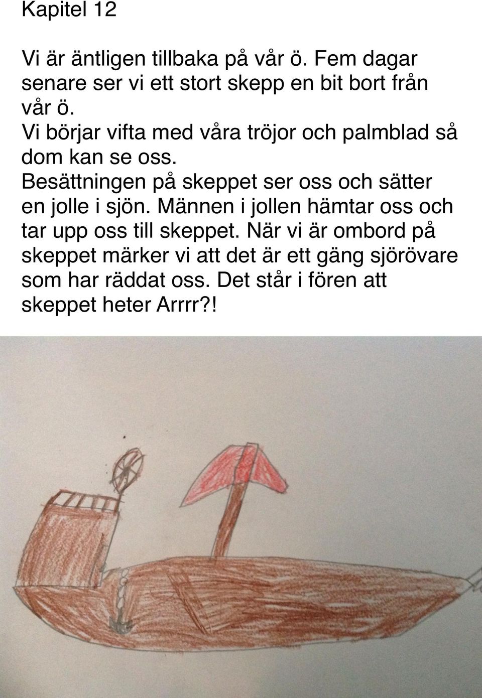 Vi börjar vifta med våra tröjor och palmblad så dom kan se oss.