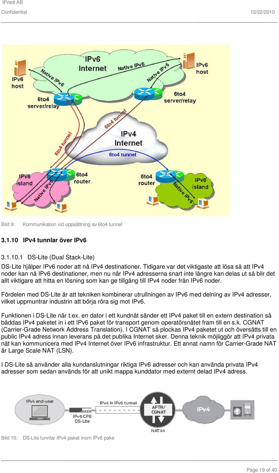 tillgång till IPv4 noder från IPv6 noder. Fördelen med DS-Lite är att tekniken kombinerar utrullningen av IPv6 med delning av IPv4 adresser, vilket uppmuntrar industrin att börja röra sig mot IPv6.