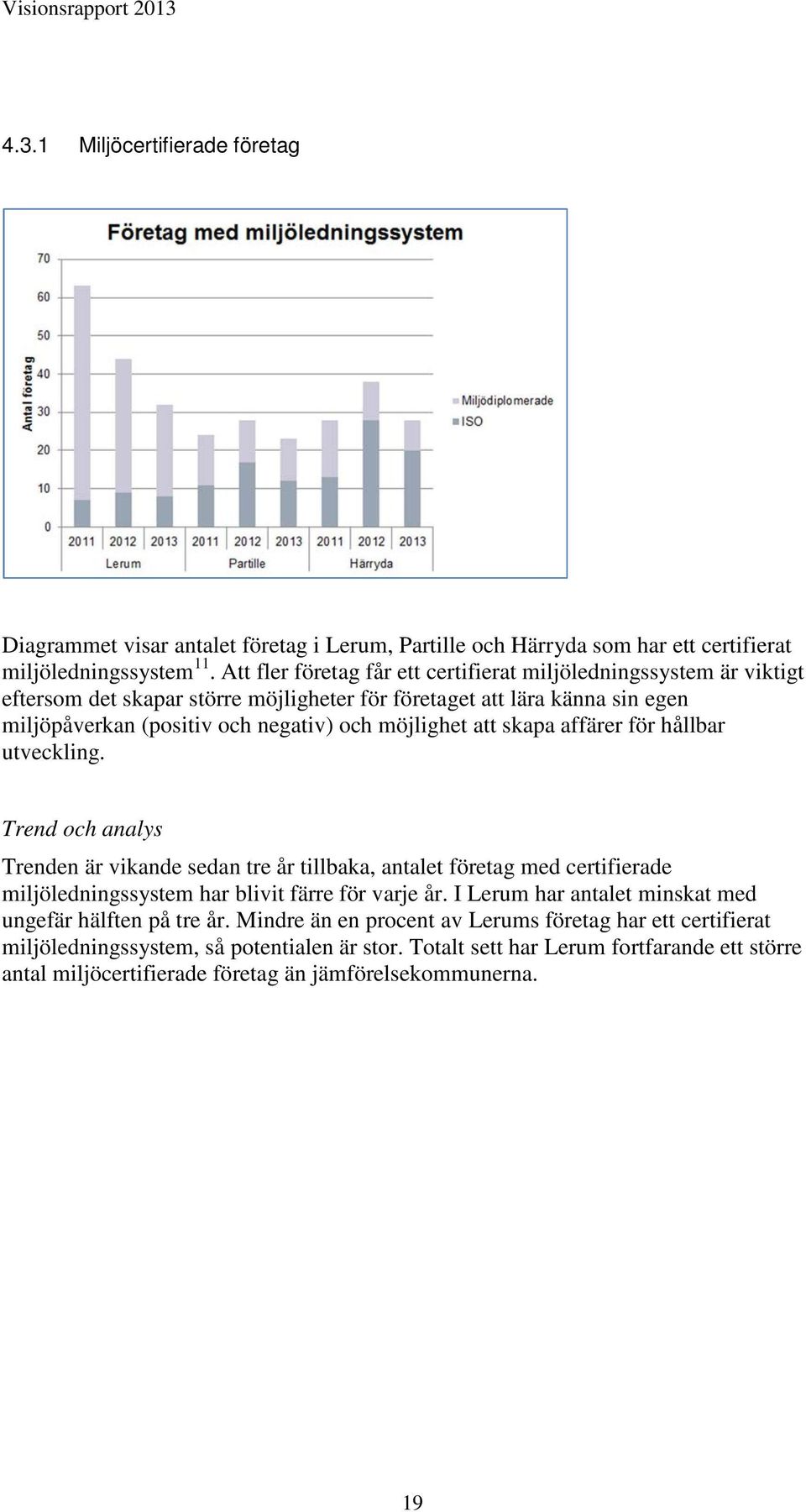 möjlighet att skapa affärer för hållbar utveckling. Trenden är vikande sedan tre år tillbaka, antalet företag med certifierade miljöledningssystem har blivit färre för varje år.