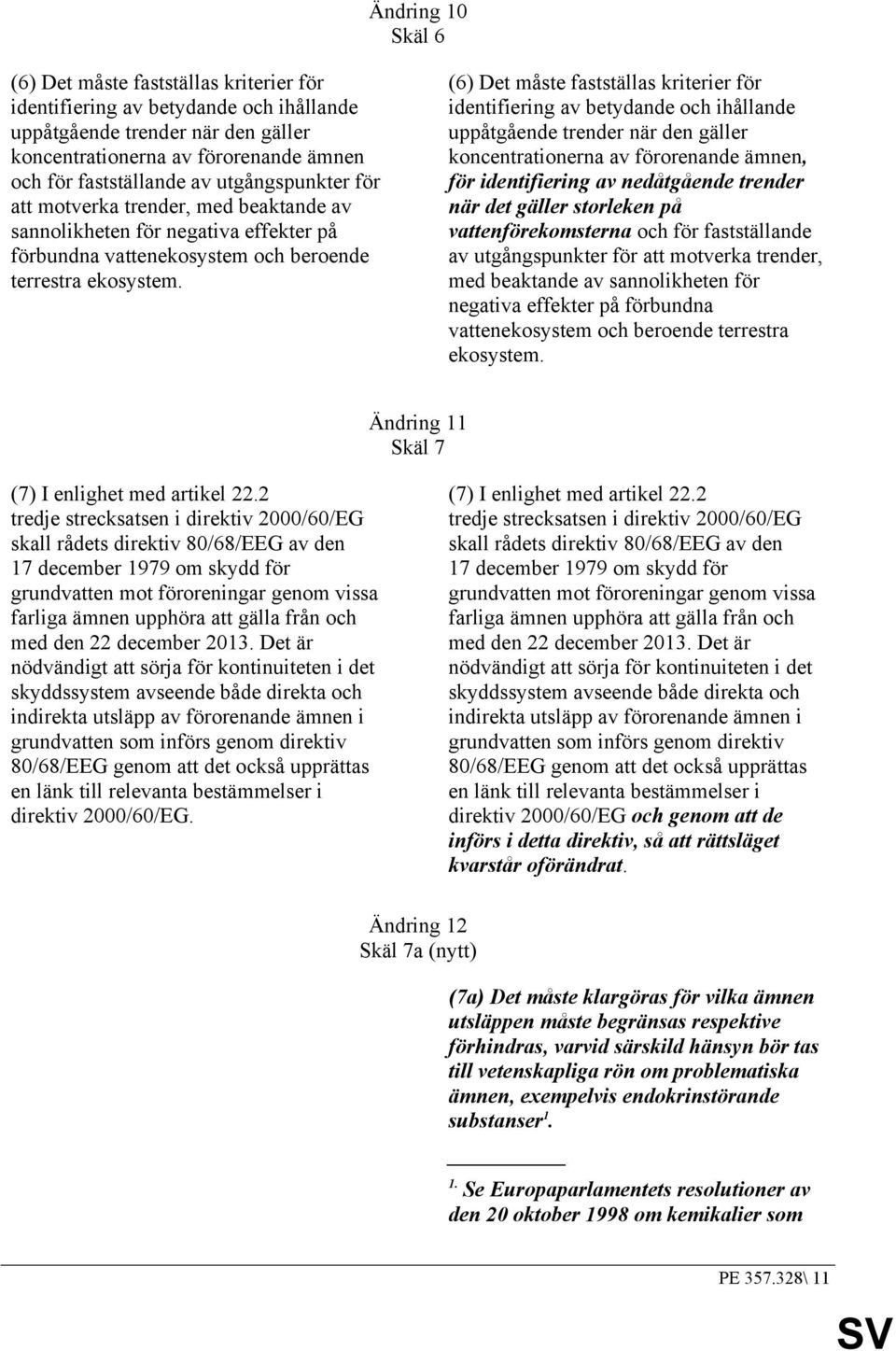 (6) Det måste fastställas kriterier för identifiering av betydande och ihållande uppåtgående trender när den gäller koncentrationerna av förorenande ämnen, för identifiering av nedåtgående trender