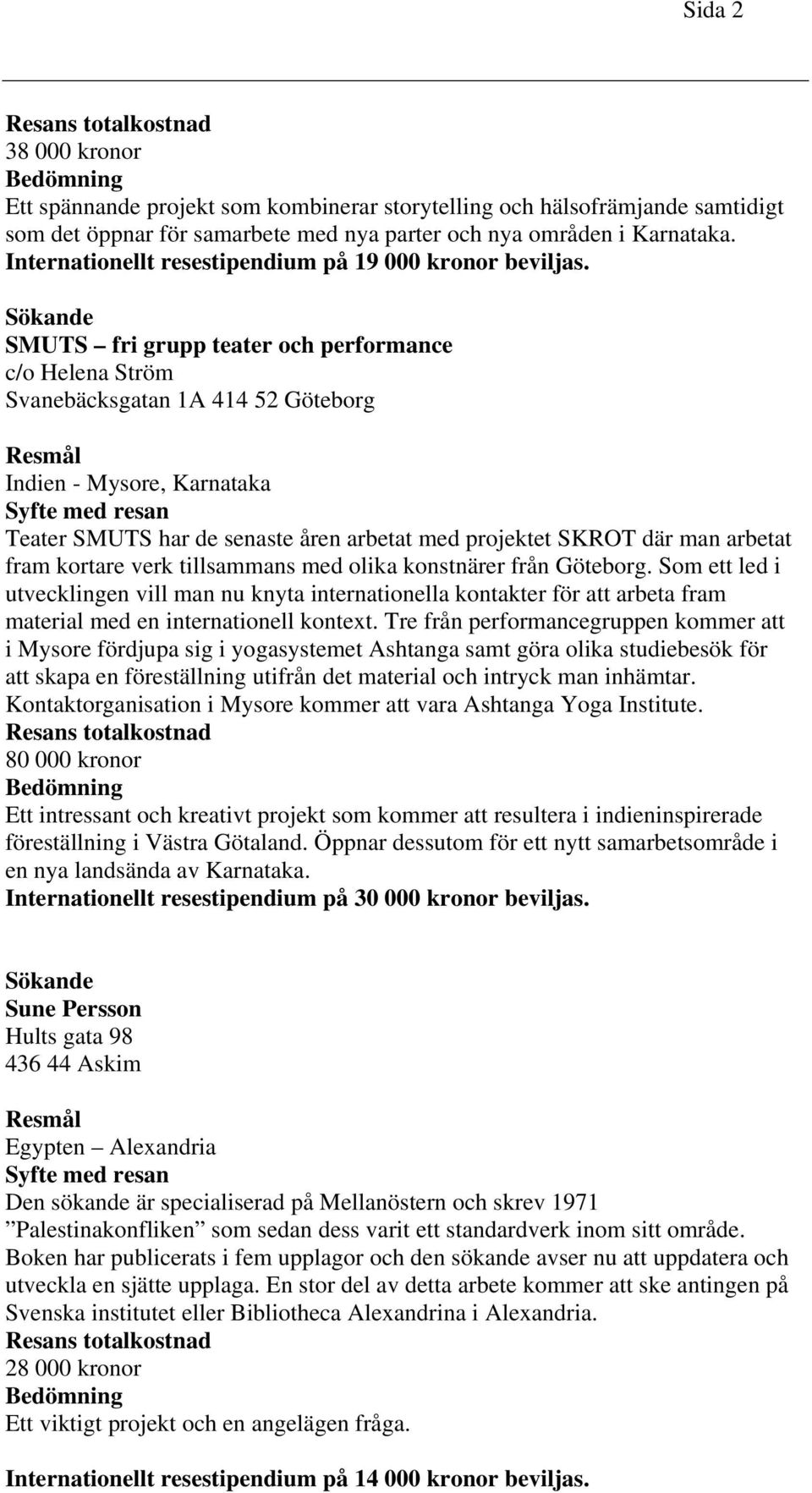 SMUTS fri grupp teater och performance c/o Helena Ström Svanebäcksgatan 1A 414 52 Göteborg Indien - Mysore, Karnataka Teater SMUTS har de senaste åren arbetat med projektet SKROT där man arbetat fram