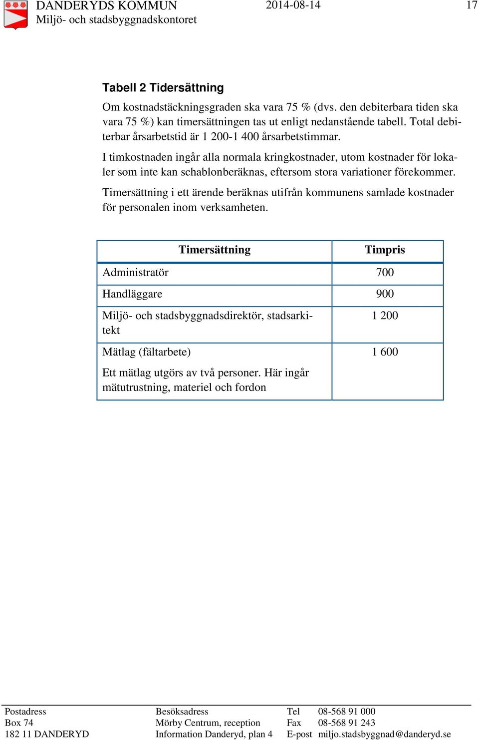 I timkostnaden ingår alla normala kringkostnader, utom kostnader för lokaler som inte kan schablonberäknas, eftersom stora variationer förekommer.