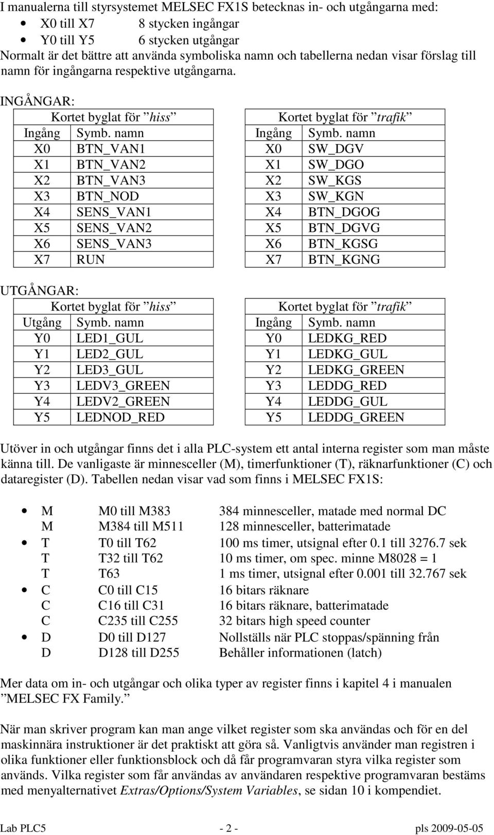 namn X0 BTN_VAN1 X0 SW_DGV X1 BTN_VAN2 X1 SW_DGO X2 BTN_VAN3 X2 SW_KGS X3 BTN_NOD X3 SW_KGN X4 SENS_VAN1 X4 BTN_DGOG X5 SENS_VAN2 X5 BTN_DGVG X6 SENS_VAN3 X6 BTN_KGSG X7 RUN X7 BTN_KGNG UTGÅNGAR: