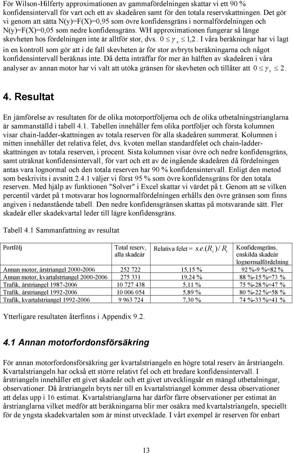 WH approxmatonen fungerar så länge sevheten hos fördelnngen nte är alltför stor, dvs. 0 x 1,.