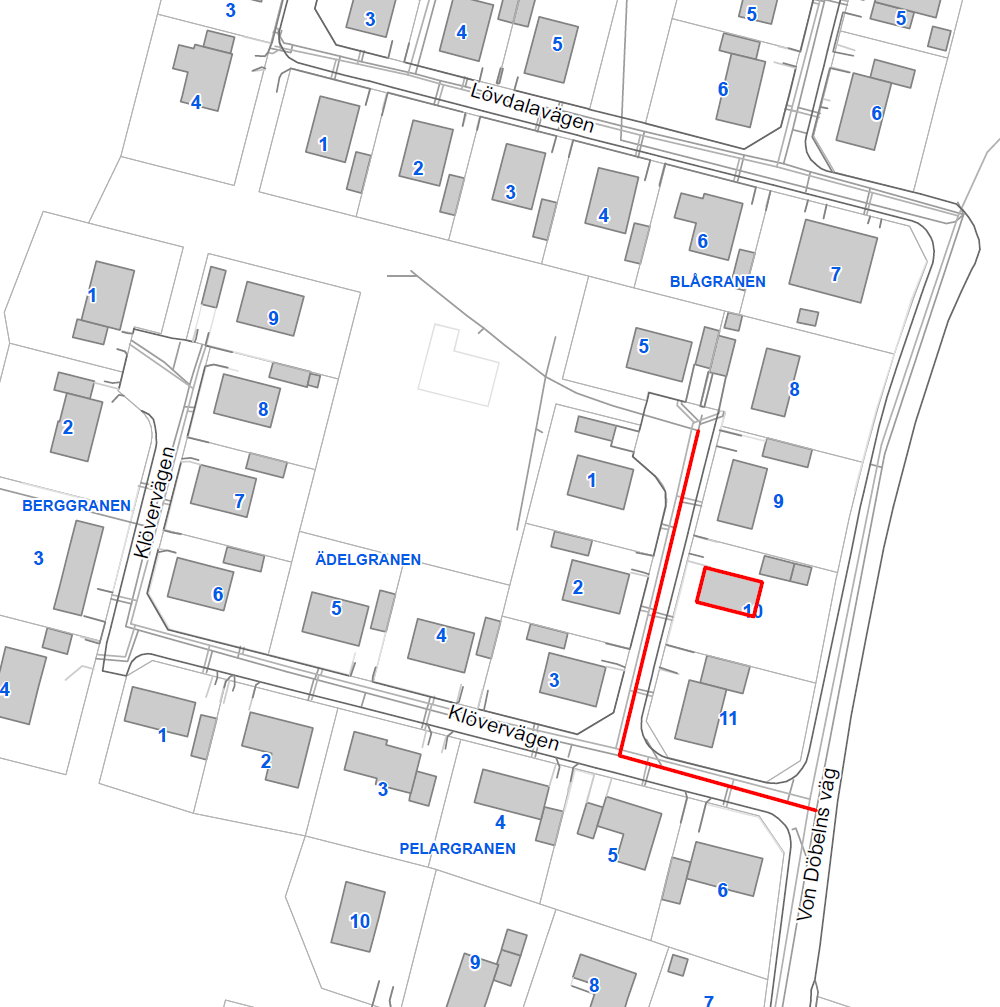 2.9 Fastigheten Blågranen 10 Figur 17 Ledningssträcka 9 i Torsred (röd sträcka avser