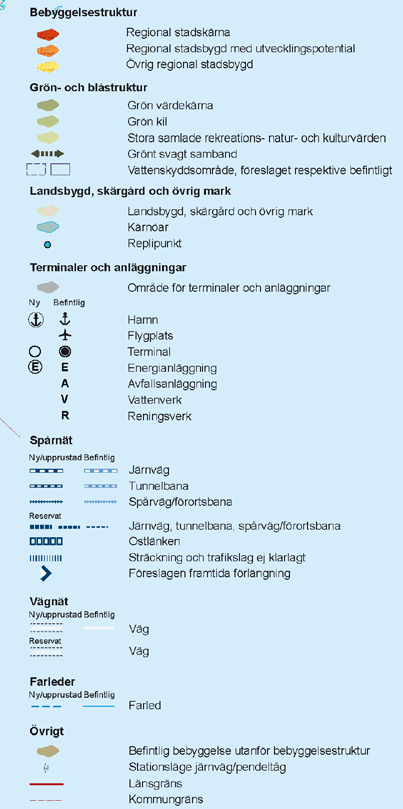 INLEDNING Utsnitt över Järfälla ur plankarta i RUFS för Stockholms län år 2030 samt tillhörande teckenförklaring. KÄLLA: REGIONAL UTVECKLINGSPLAN FÖR STOCKHOLMSREGIONEN, RUFS 2010.