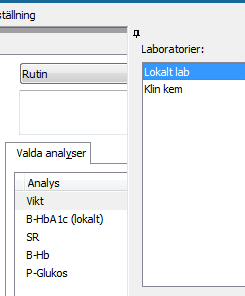 Under fliken Analyser och undersökningar kan Du söka efter valfri analys.