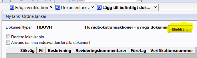 Välj knappen Bläddra Sök