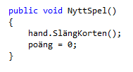 Klassen Spelare Konstruktorer och egenskaper En ny spelare måste få en referens till den kortlek som används i spelet.