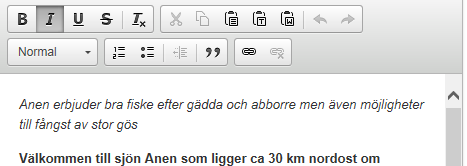 Här kan du nu redigera ingresstexten. I det följande förklaras funktionerna på menybordet : Steg 5.