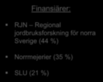 CheeseBugs Norrmejerier SLU: Partners: Norrländsk jordbruksvetenskap, Umeå Livsmedelsvetenskap, Uppsala Husdjurens utfodring och vård,