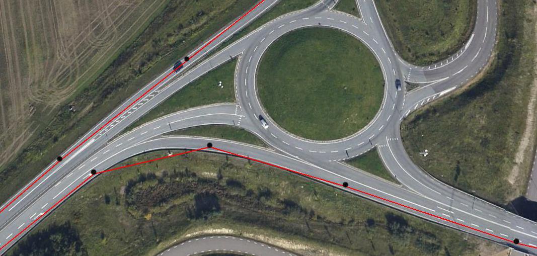 6.3 GNSS mätning Ett antal körslingor gjordes i Skåne under två perioder. Samtliga mätpunkter går att beskåda i figur 6.3 nedan. Vägtyperna spände från små skogsvägar till motorväg.
