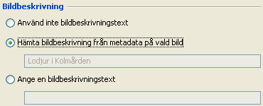 När man sedan använder bilden i en bildmodul, så kan man nyttja den bildbeskrivning som man lagt till på bilden: OBS!