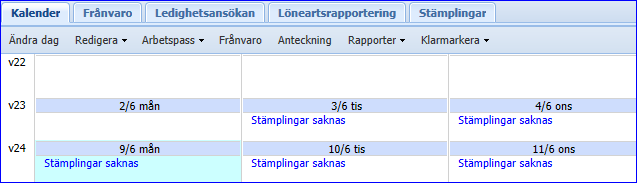 Korrigering av stämpling När du vill korrigera dina stämplingar för en eller flera dagar loggar du istället in på din personliga sida. Klicka på Logga in.