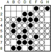 I det här läget är vits enda vinst att tänka paritet på södra och östra kanterna. Genom 44.D8 45.H8 46.H7 får vit antingen många stabila brickor i öster eller A8. Variant: 44.D8 45.H8 46.H7 Svart måste spela B7, antingen direkt eller efter 47.
