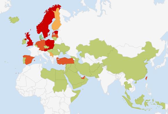 Land med distributörsavtal Land med