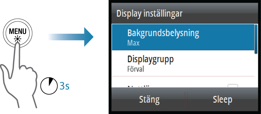 Ú Notera: Du kan när som helst trycka på knappen MENU för att lämna en dialogruta utan att spara inmatade värden.