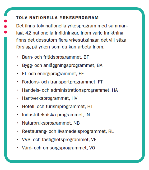 SeQF 8 SeQF 4 SEX HÖGSKOLEFÖRBEREDANDE PROGRAM: Ekonomiprogrammet Estetiska