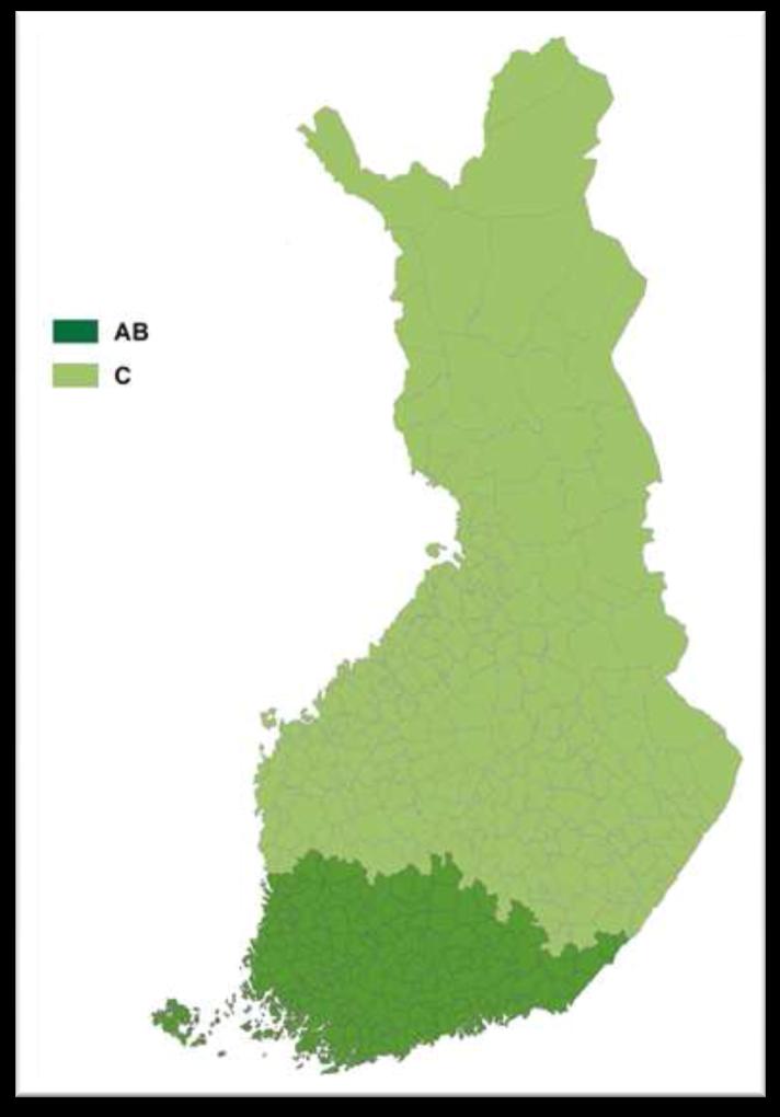 Nya stödregioner: AB C