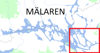 rapp: 8909666-SB71/72: 110214 2005-2006 sid 4(11) Figur 1. Årstavikens läge i Östra Mälaren. Mälaren är markerad i blått, Årstaviken i rosa och övriga vatten, främst delar av skärgården, i grått.