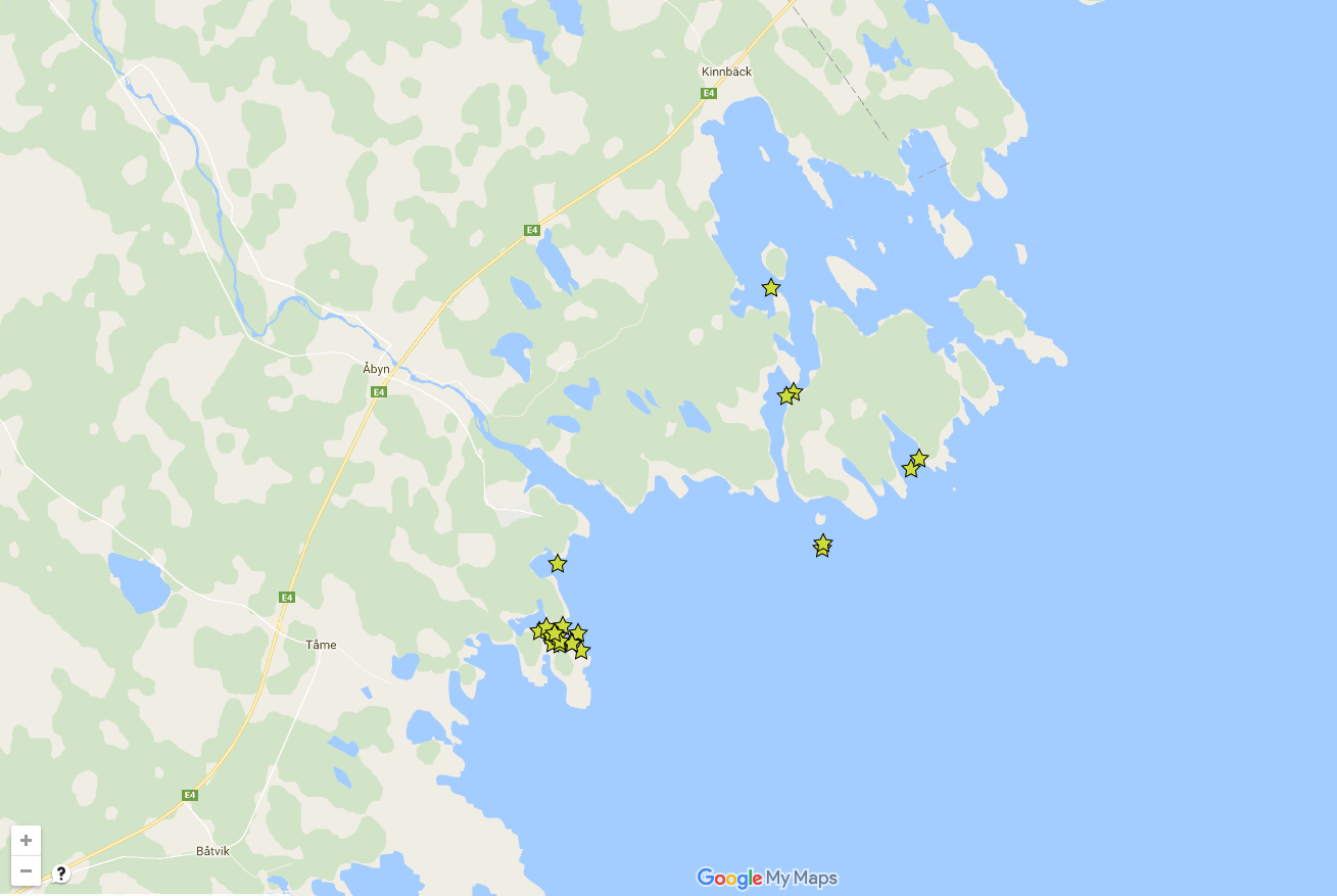 Karta över redskapsobservationerna inom Åbyälvens fredningsområde. https://drive.google.com/open?