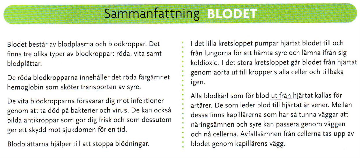 Grundbok s. 186 och framåt. Uppgift 5 Blodet och transporterna Fokusboken s. 156 och framåt. A. Frågor om blodet 1. Vilka är blodets två viktigaste uppgifter? 2.