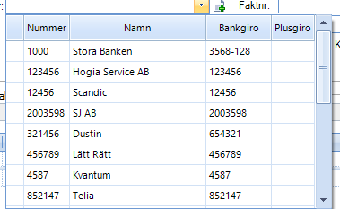 Finns inte leverantören upplagd lägger du upp leverantören genom att klicka på det gröna plustecknet efter leverantörsnumret.