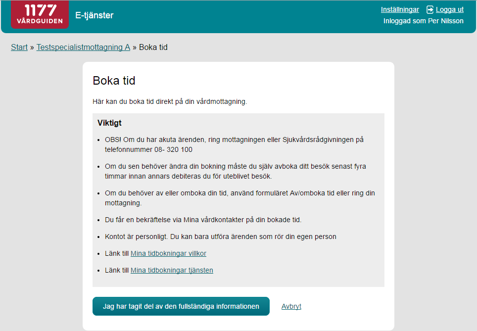 Villkorstexter Invånaren tar del av informationen och