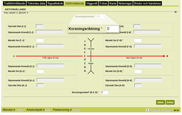 handledning 14 (23) Korsningsriktning (kompassriktning) Ange vägens kompassriktning