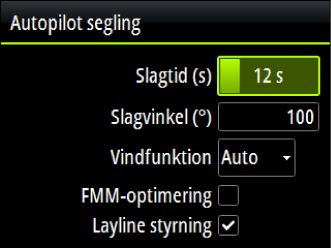 Sjöfilter (AC12N/AC42N) Filtret används för att minska roderaktiviteten och autopilotens känslighet vid hårt väder. AV: Sjöfilter inaktiverat. Det här är standardinställningen.
